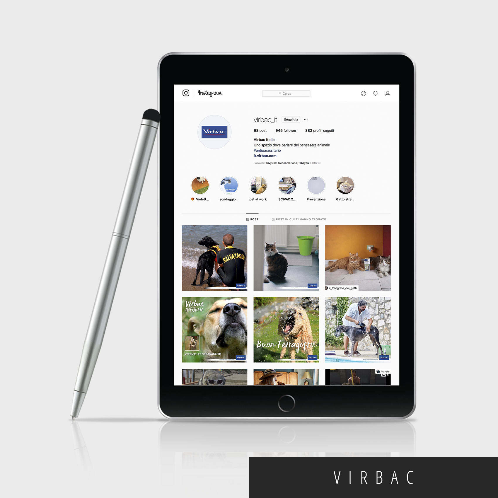 gestione profilo instagram: tablet con immagini esempio